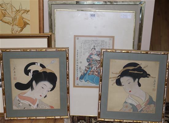 Five Japanese prints largest 41 x 30cm